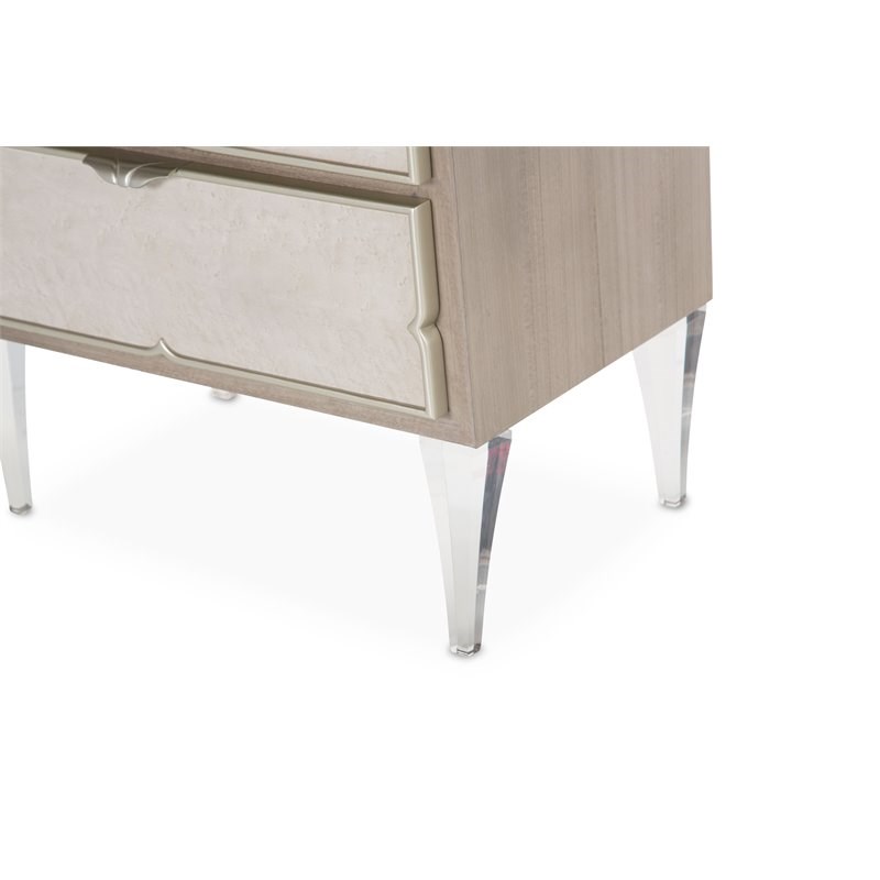 Michael Amini Camden Court Contemporary Wood Nightstand in Ivory Pearl & Taupe