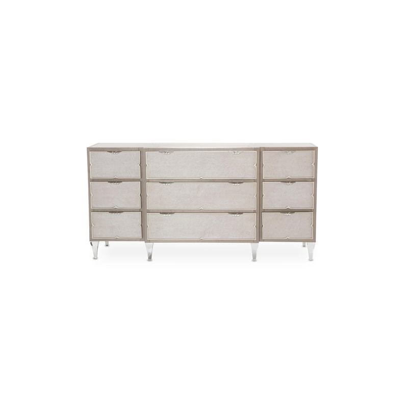 Michael Amini Camden Court Contemporary Wood Dresser in Ivory Pearl & Taupe