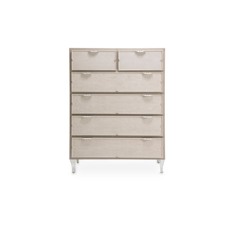 Michael Amini Camden Court 6-Drawer Wood Chest in Ivory Pearl & Taupe