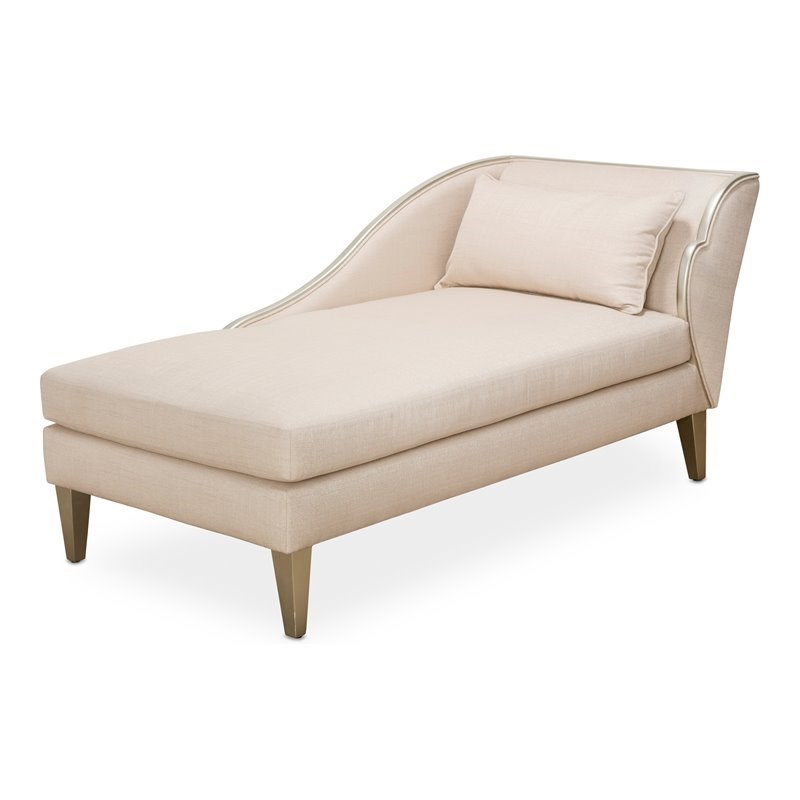 Michael Amini Camden Court Fabric Left Arm Facing Chaise in Ivory Pearl & Taupe