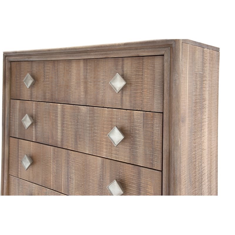 Michael Amini Hudson Ferry 6-Drawer Acacia Wood Chest in Driftwood Brown