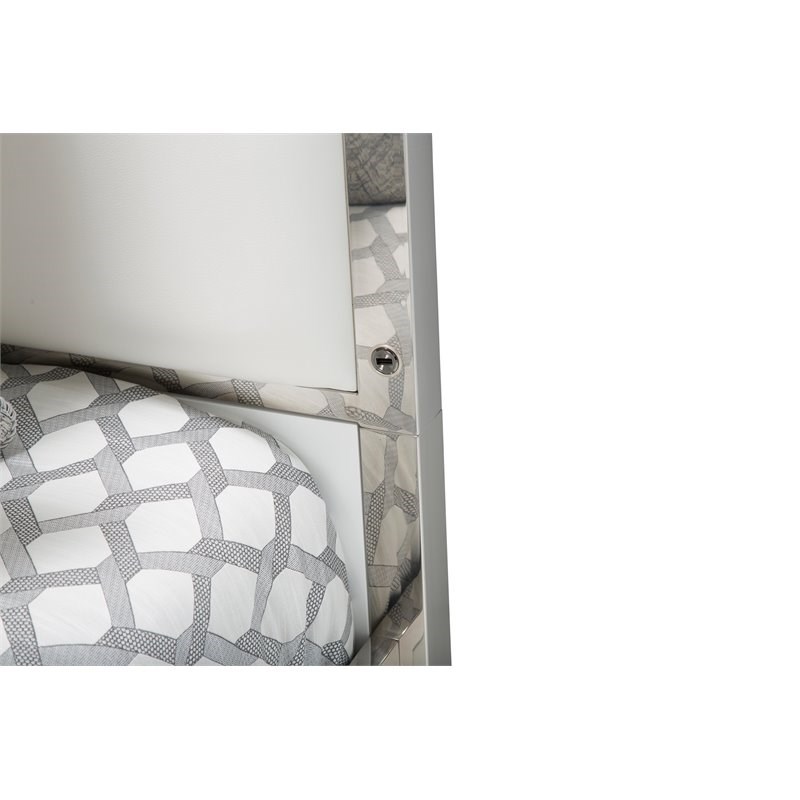 Michael Amini State St. Metal Eastern King Canopy Bed in Satin White