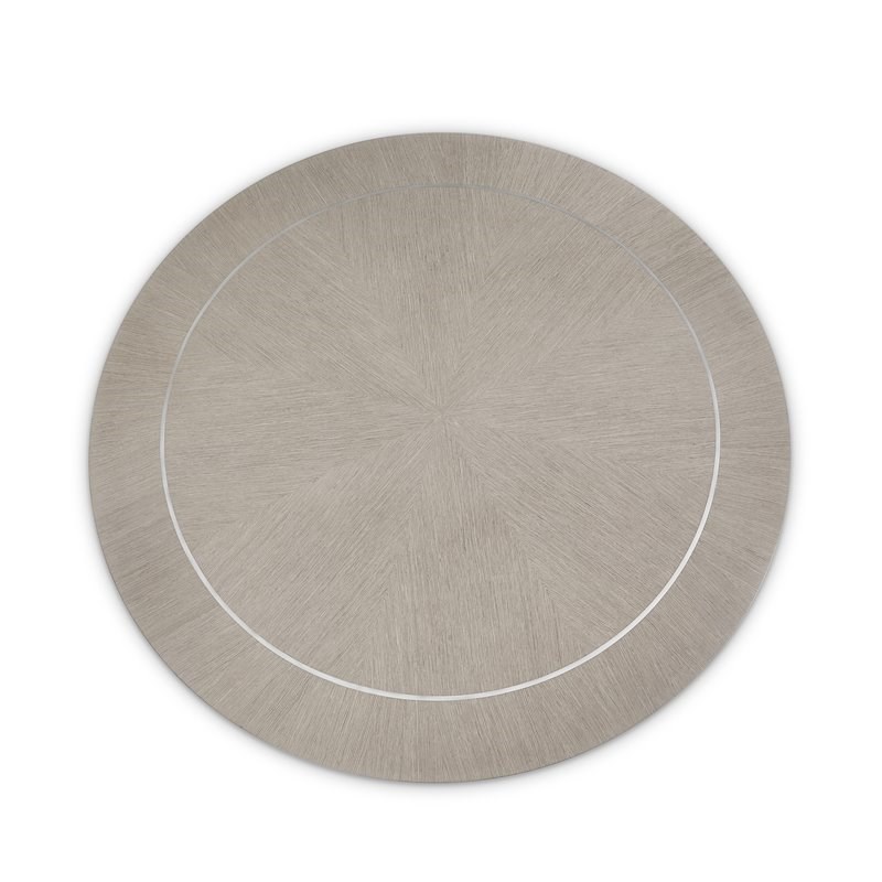 Michael Amini Eclipse Round Rubberwood & Steel Dining Table in Moonlight/Beige