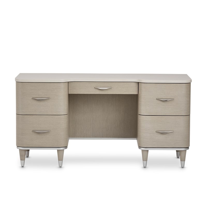 Michael Amini Eclipse Wood and Marble Vanity/Writing Desk in Moonlight Beige