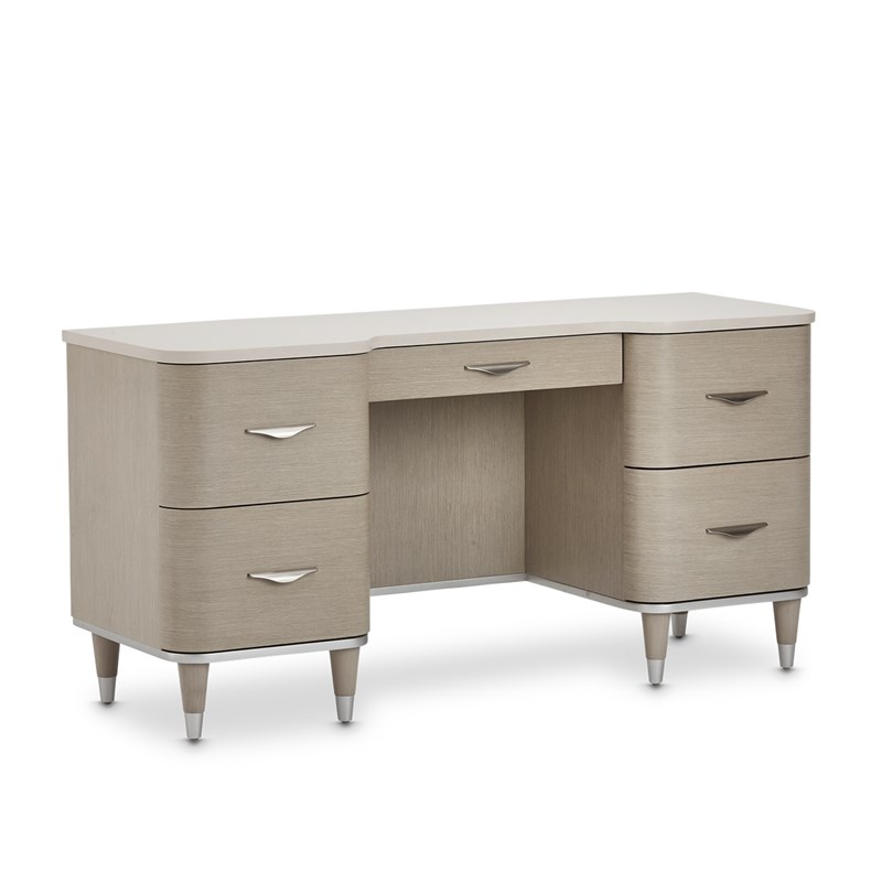Michael Amini Eclipse Wood and Marble Vanity/Writing Desk in Moonlight Beige