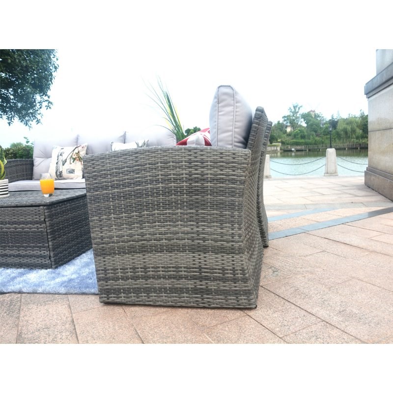 Direct Wicker 6 Pc. Gray Patio Conversational Sofa Set with Gray Cushions