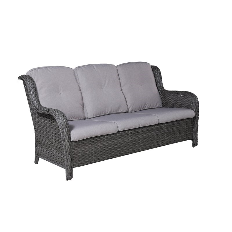 Direct Wicker 5 Pc. Gray Conversational Seating Set with Gray Cushions