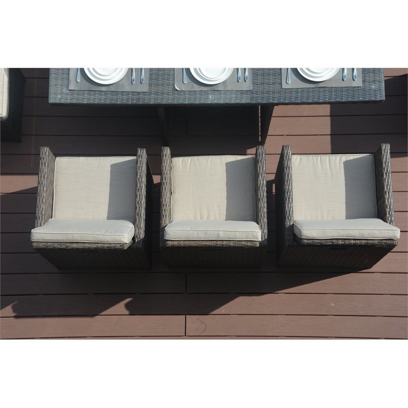 Direct Wicker Alana 11 Pc. Brown Outdoor Dining Table with Beige Cushions