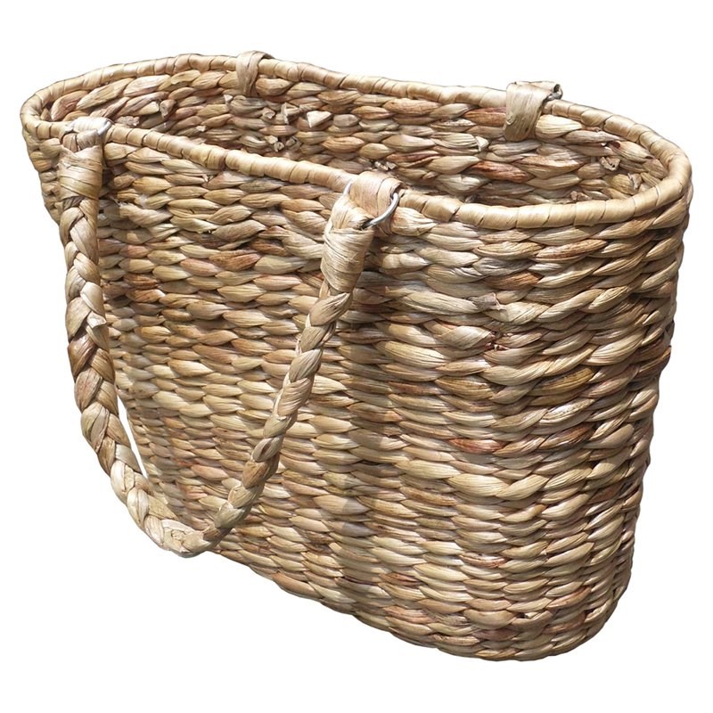 D-Art Collection Wicker/Rattan Magazine Basket with Straps in Natural