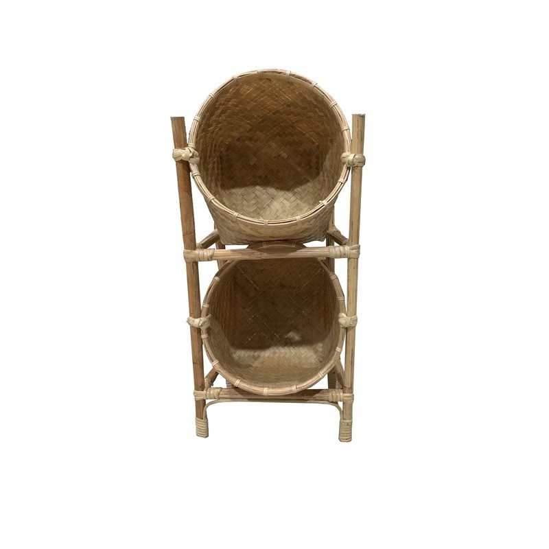 D-Art Collection Traditional Wicker/Rattan 2 Fruits Basket in Natural