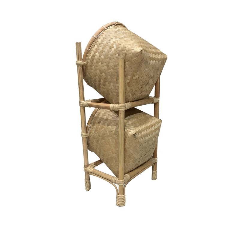 D-Art Collection Traditional Wicker/Rattan 2 Fruits Basket in Natural