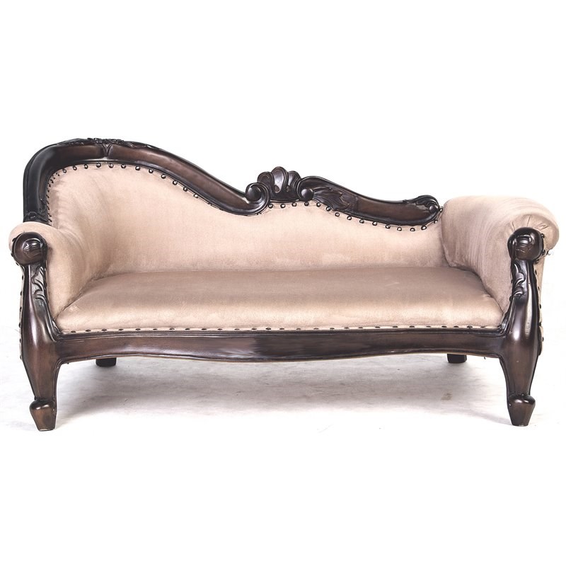 D-Art Collection Victorian Solid Mahogany Wood Pet Sofa in Dark Brown