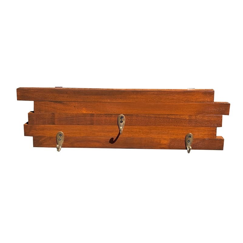 D-Art Collection Handcrafted Traditional Solid Mahogany Wood Hanger in Brown