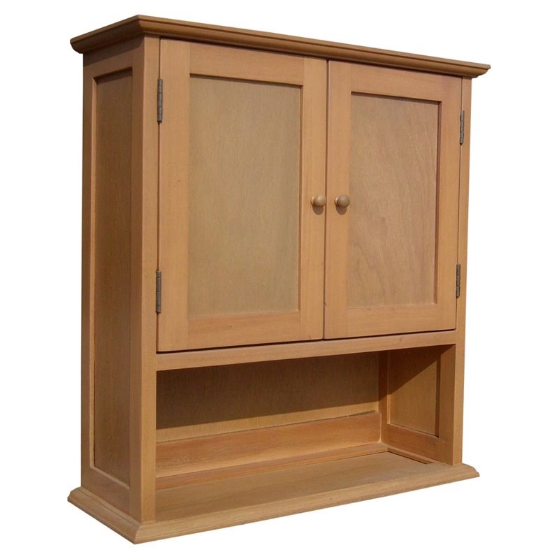D-Art Collection Shaker Solid Mahogany Wood Wall Cabinet in Light Walnut