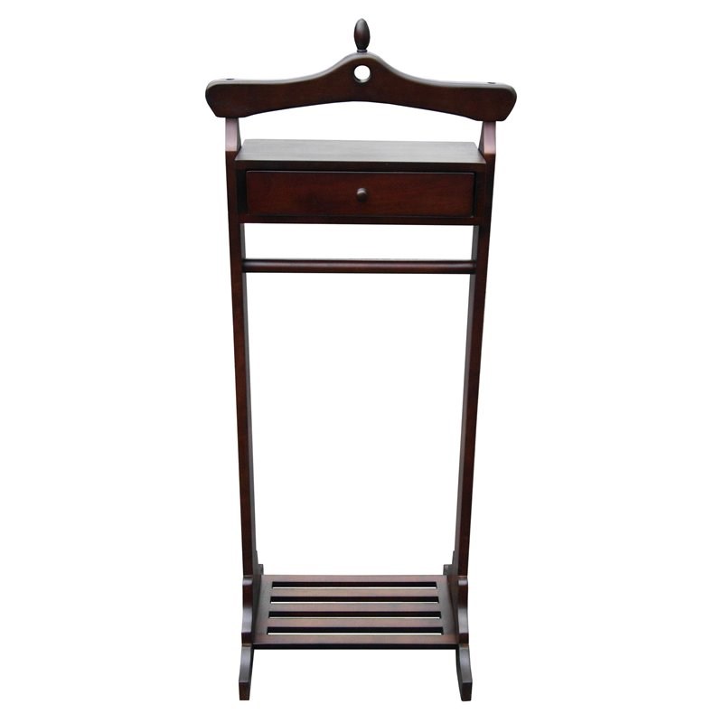 D-Art Collection Traditional Solid Mahogany Wood Royal Valet in Dark Brown