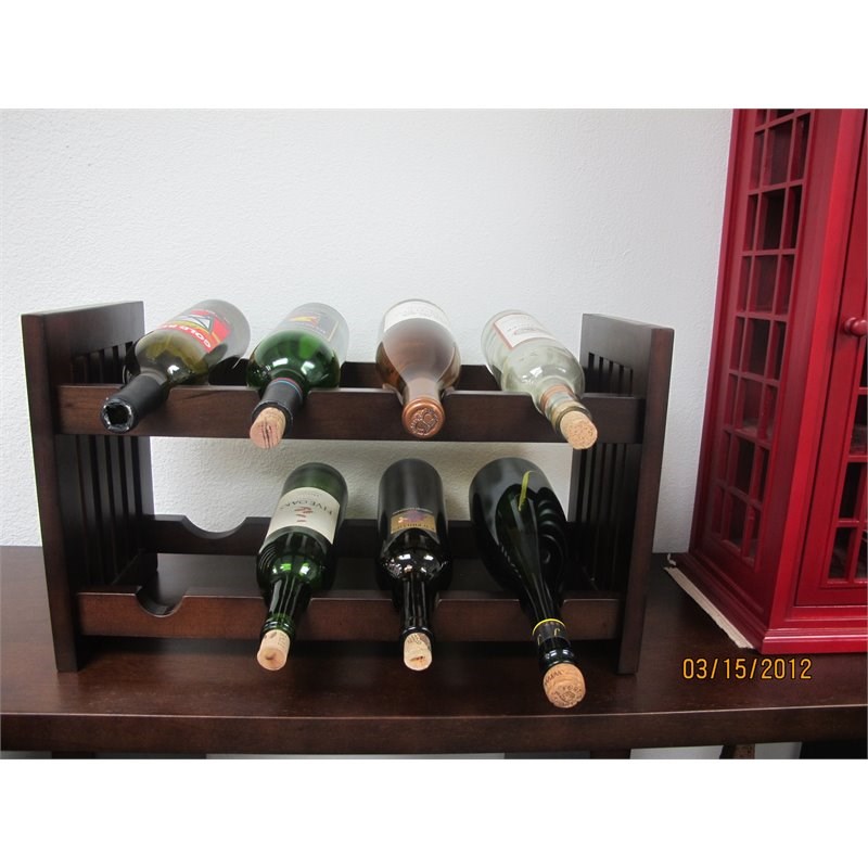 D-Art Collection Old Country Solid Mahogany Wood Wine Rack in Dark Brown