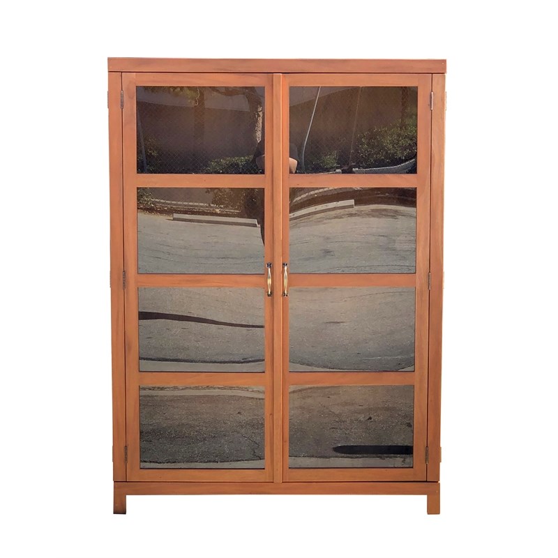 D-Art Collection Old World Glass Door Curio Cabinet in mahogany honey color