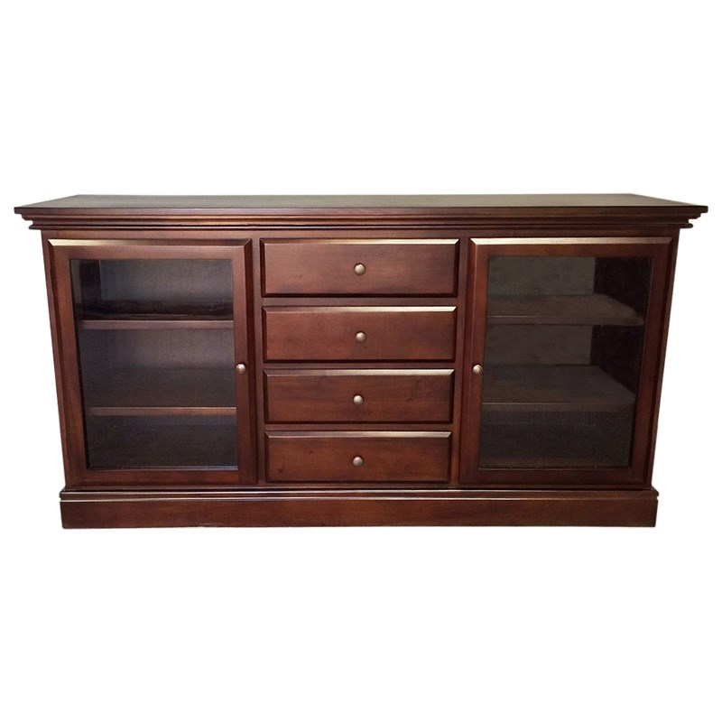 D-Art Collection Glass Front Bookcase Buffet in Mahogany wood