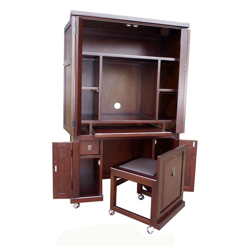 D-Art Collection Computer Armoire with pull out seat in Mahogany