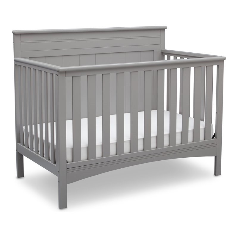 Delta Children Fancy 4-in-1 Contemporary Wood Convertible Crib in Gray