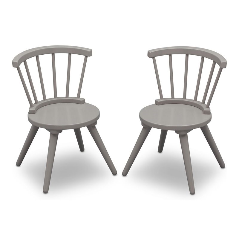 Delta Children 2-Piece Traditional Wood Windsor Chair Set in Gray