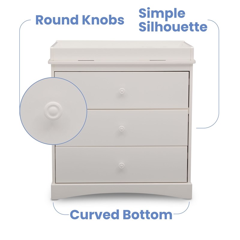 Delta Children Sutton 3Drawer Wood Dresser with Changing Top in White