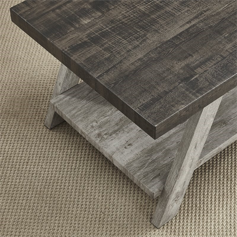 Roundhill Furniture Athens Contemporary Wood End Table Weathered Walnut/Gray