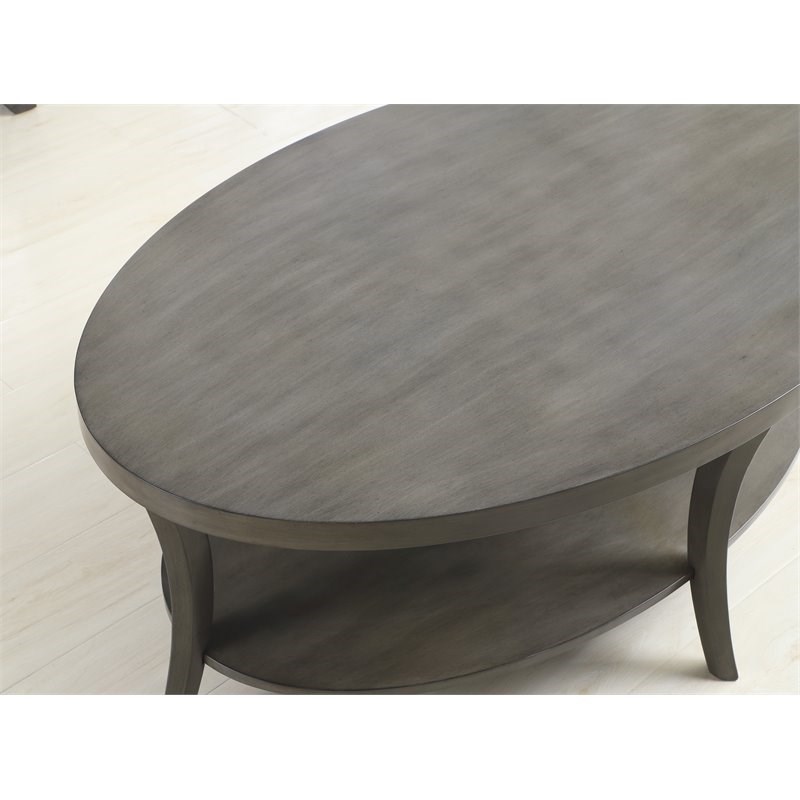 Roundhill Furniture Perth 3Pc Oval Coffee Table and End Table Set in