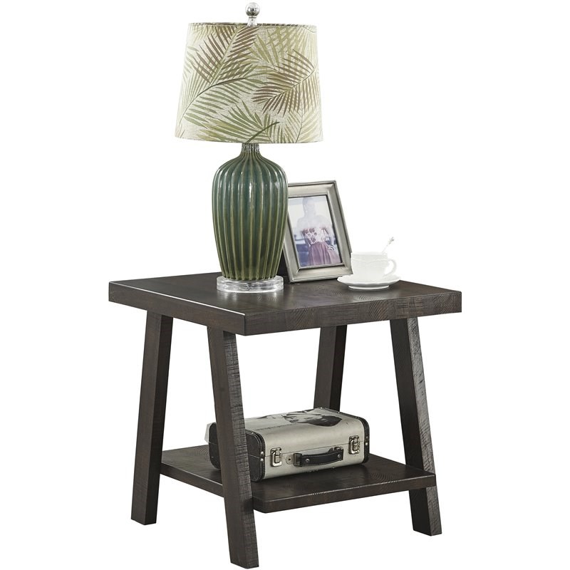 Roundhill Furniture Athens Contemporary Wood End Table Weathered Espresso