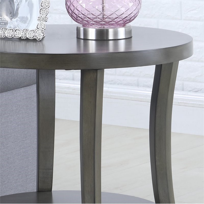 Roundhill Furniture Perth Contemporary Wood Oval End Table in Gray