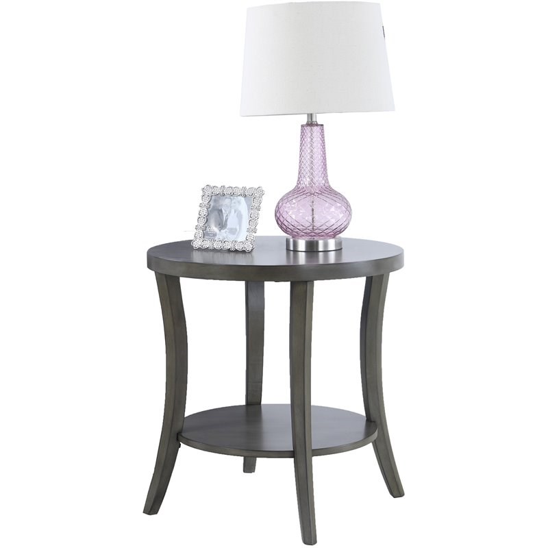 Roundhill Furniture Perth Contemporary Wood Oval End Table in Gray