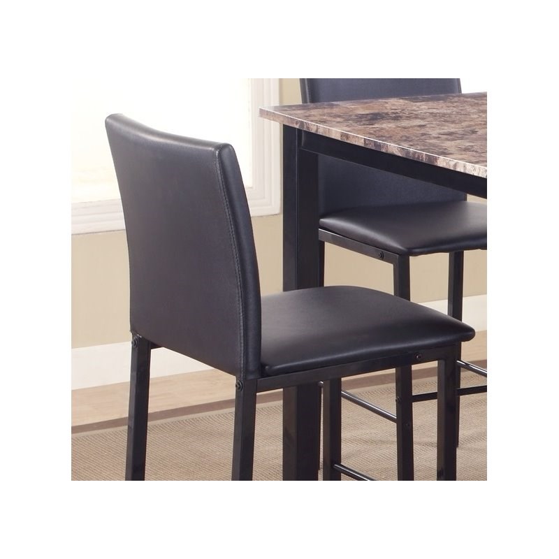 Roundhill Furniture Citico Counter Dining Set w/Laminated Faux Marble Top Black