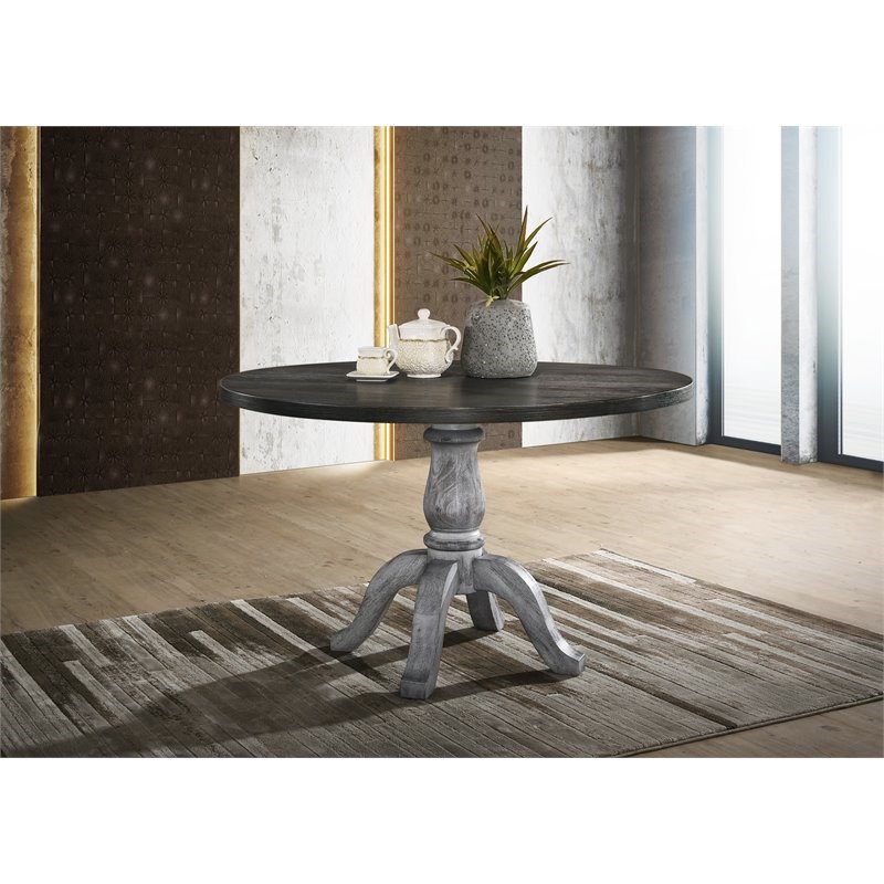 Roundhill Furniture Iris Wood 5-Piece Dining Set in Weathered White