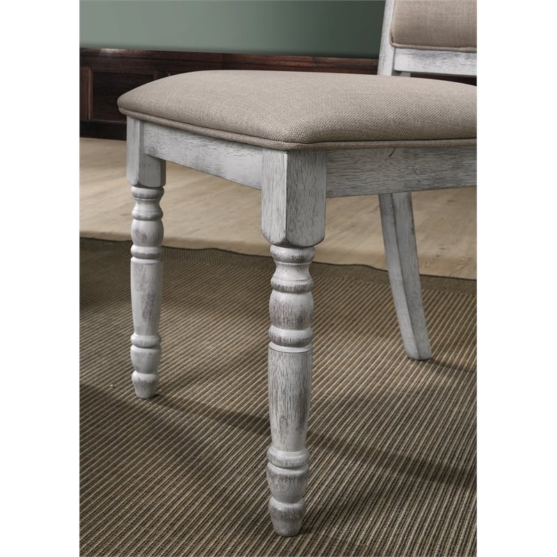 Roundhill Furniture Iris Wood 5-Piece Dining Set in Weathered White