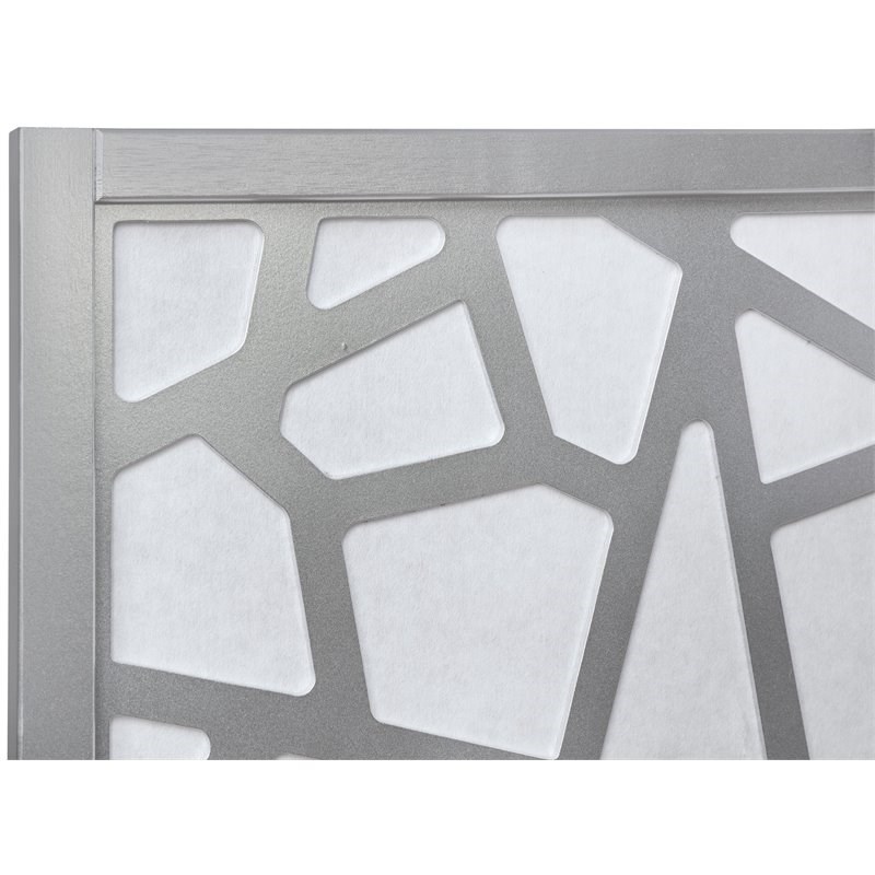 Roundhill Furniture Giyano Rice Paper/Wood 4Panel Screen Room Divider in Sliver Homesquare