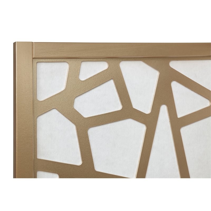 Roundhill Furniture Giyano Rice Paper/Wood 4Panel Screen Room Divider in Gold Homesquare