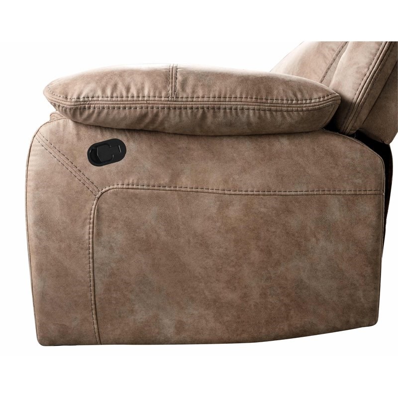 Roundhill Furniture Ensley Faux Leather Manual Reclining Loveseat in Sand