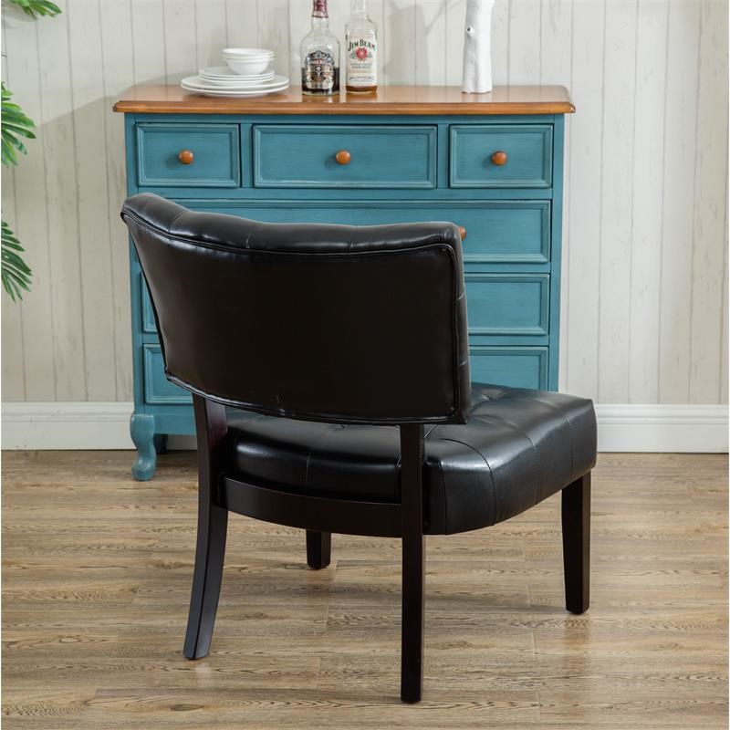 Roundhill Furniture Blended Leather Tufted Oversized Accent Chair in Black Homesquare