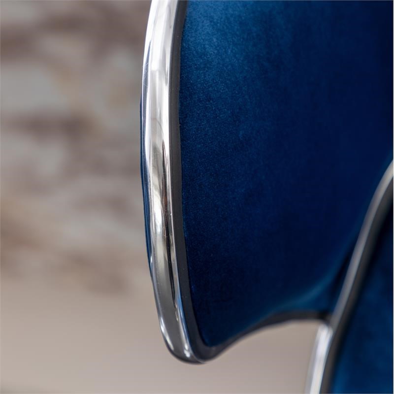 Masaccio Velvet Upholstered Adjustable Swivel Barstool(Set of 2) in Blue