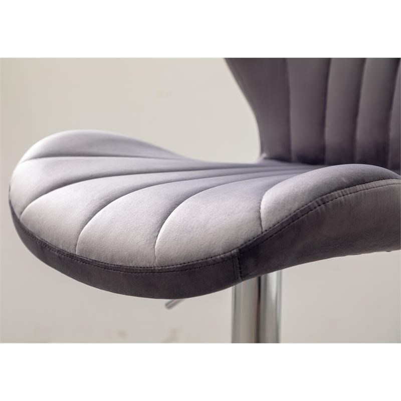 Ellston Upholstered Adjustable Swivel Barstools in Gray(Set of 2)