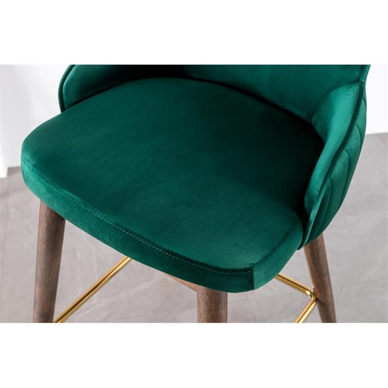 Leland Fabric Upholstered Counter Height Wingback Stools(Set of 2) in Green