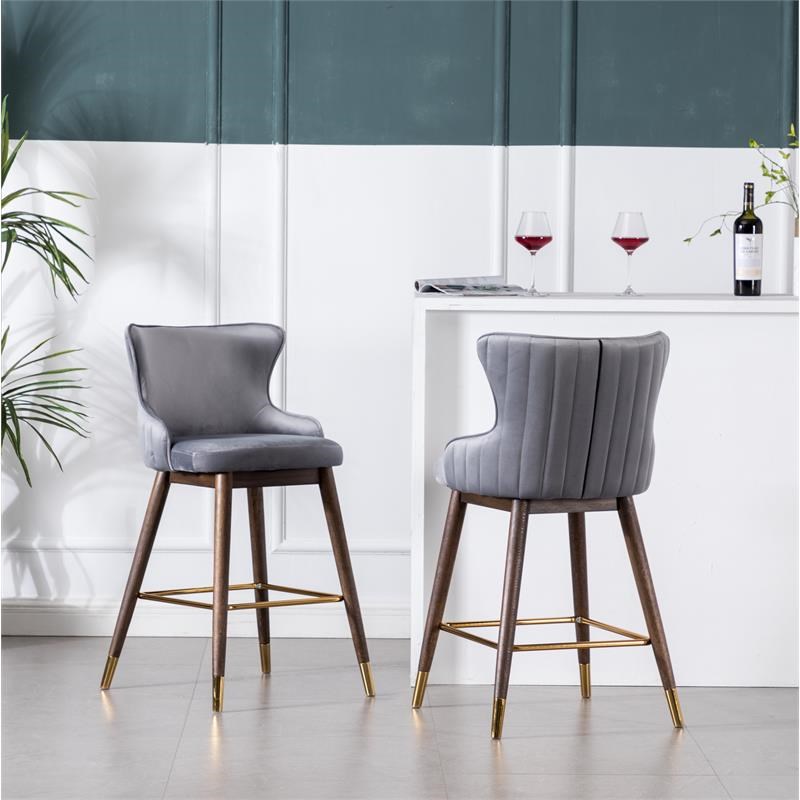 Leland Fabric Upholstered Counter Height Wingback Stools(Set of 2) in