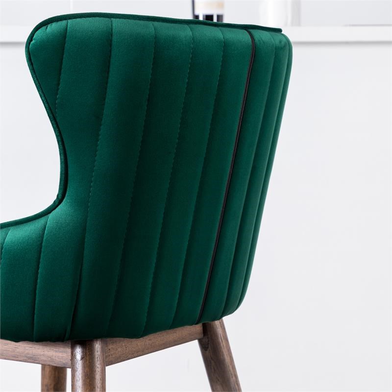Leland Fabric Upholstered Wingback Bar Stools(Set of 2) in Green