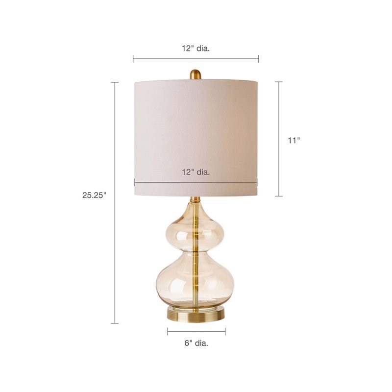 510 Design Ellipse Contemporary Glass and Fabric Table Lamps in Gold (Set of 2)