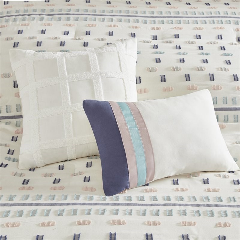Urban Habitat Auden 5-Piece Modern Cotton Jacquard Comforter Set in Blue