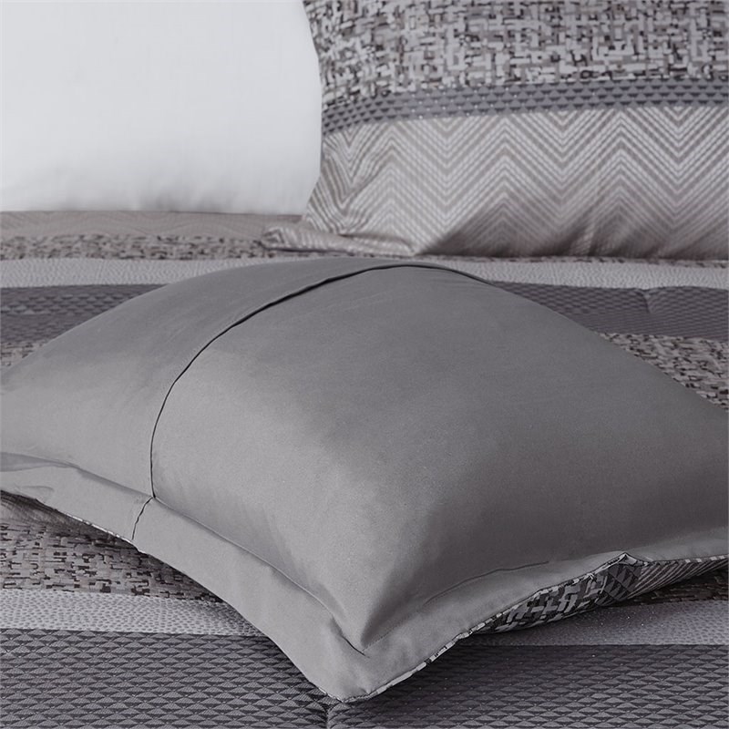 Madison Park Rhapsody 7-Piece Polyester Jacquard Comforter Set in Gray/Taupe