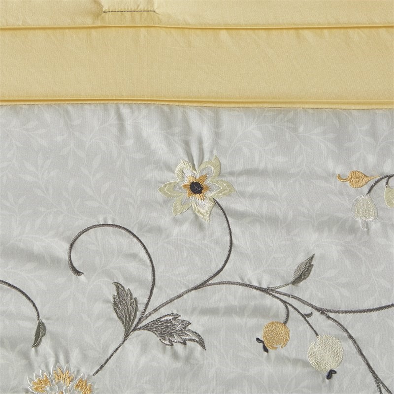 Madison Park Serene 7-Piece Fabric Embroidered Comforter Set - Yellow