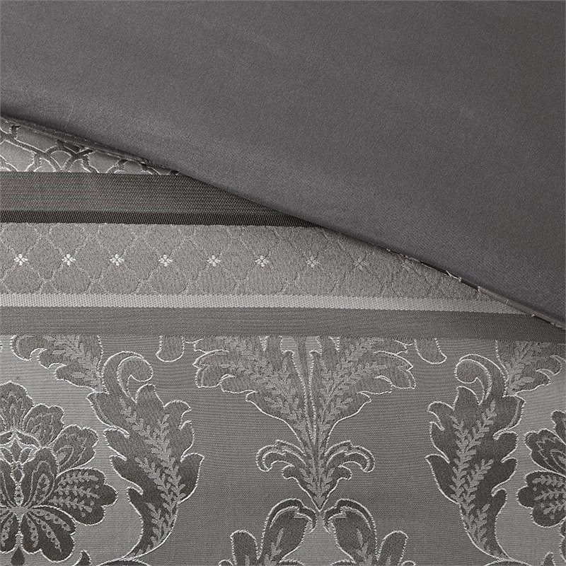 Madison Park Bellagio 7-Piece Polyester Jacquard Comforter Set in Gray