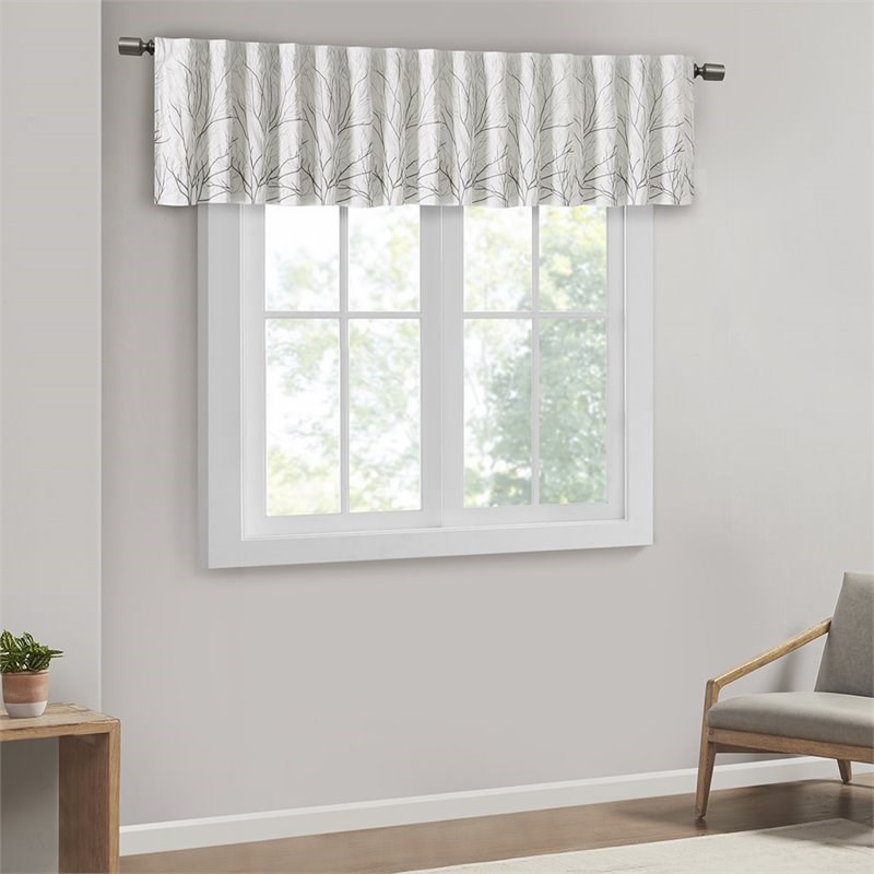 Madison Park Andora Faux Silk Fabric Embroidered Window Valance in