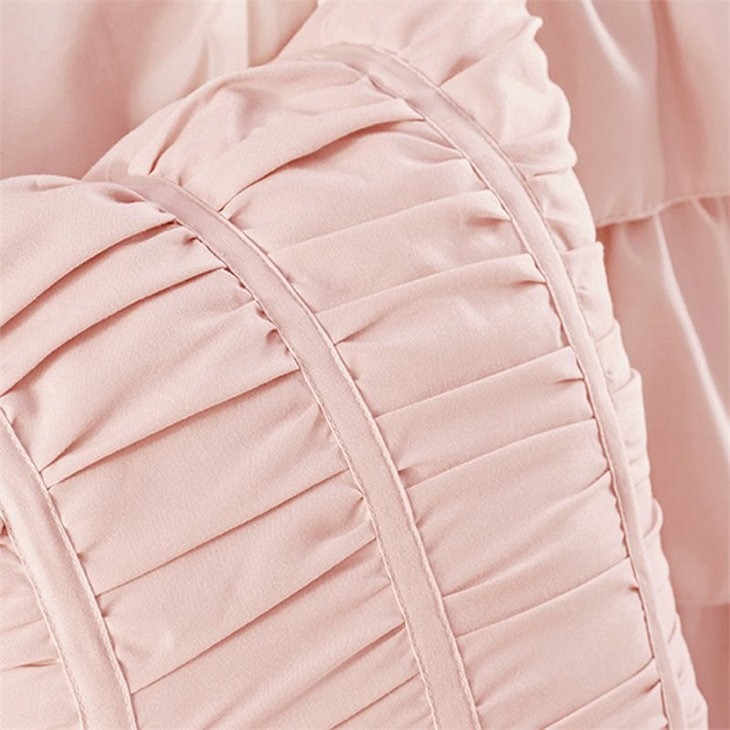 Intelligent Design Microfiber Waterfall Ruffled Comforter Set in Blush Pink